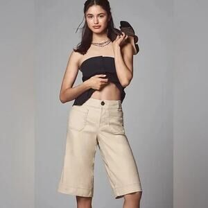 Anthropologie Maeve The Colette Antique Pearl Linen Blend Longline Shorts 29